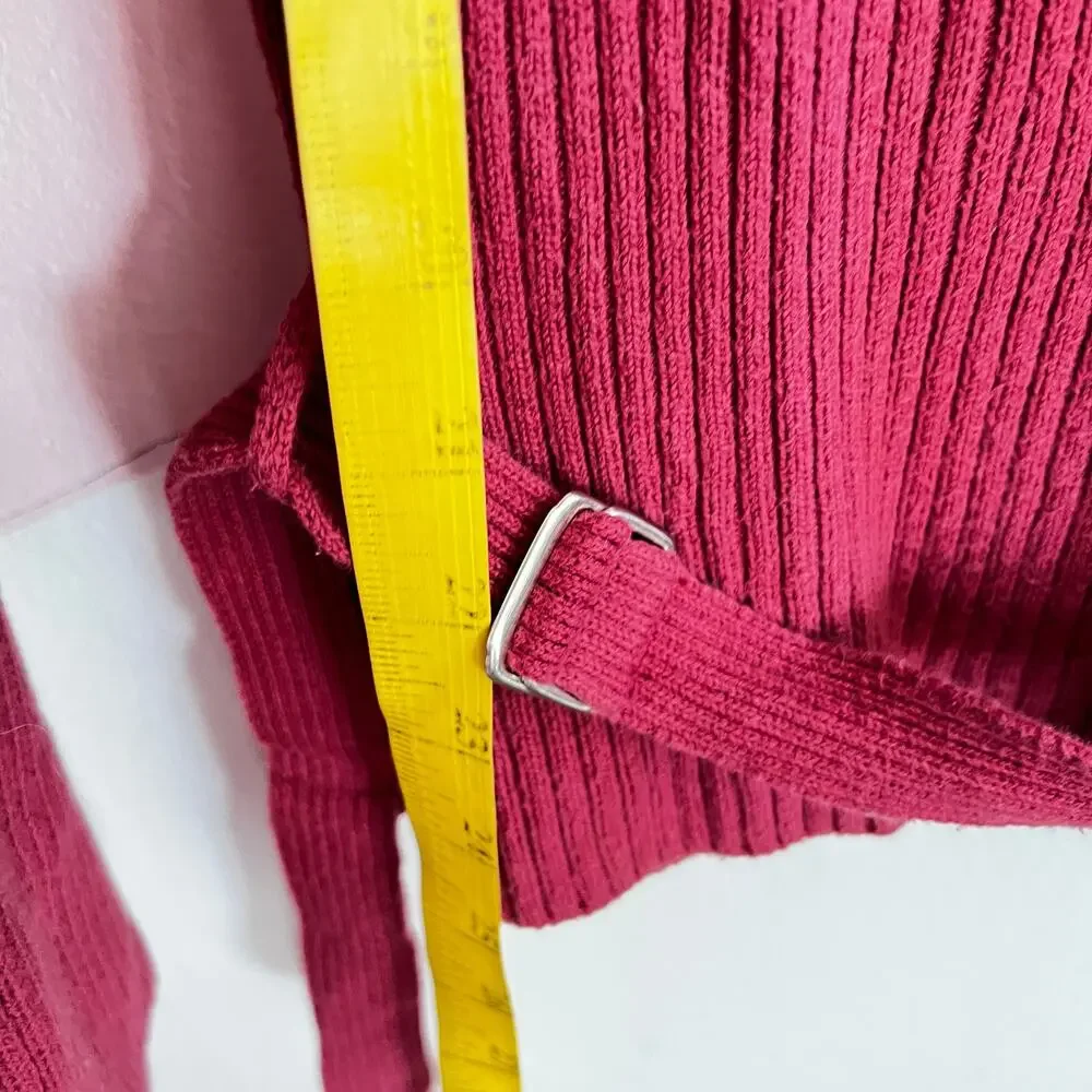 J.Crew Pink Ribbed Sweater Buckle Belt Soft Classic Preppy Coquette Medium‎